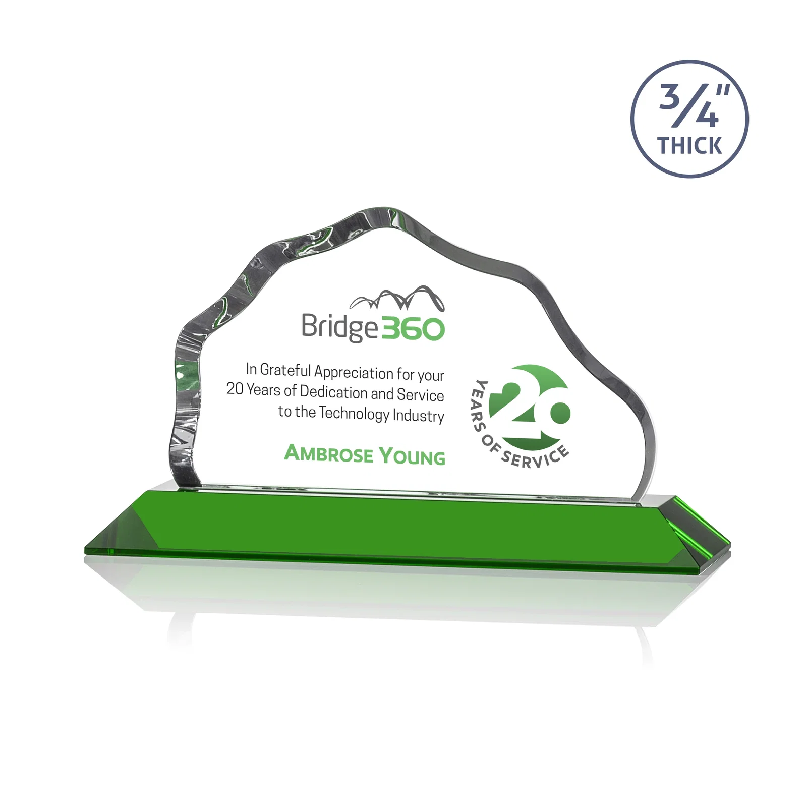Branded Iceberg Silhouette Crystal Award on Mitered Base, awards for team milestone celebrations