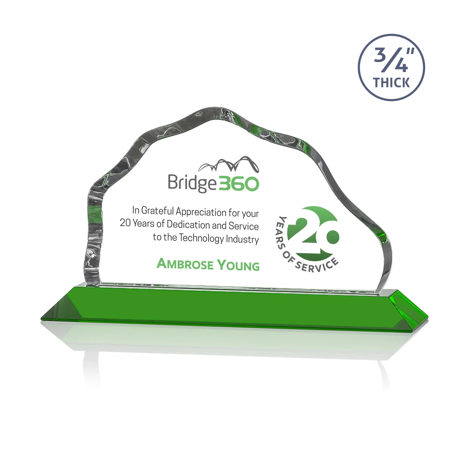 Branded Iceberg Silhouette Crystal Award on Mitered Base, awards for donor appreciation