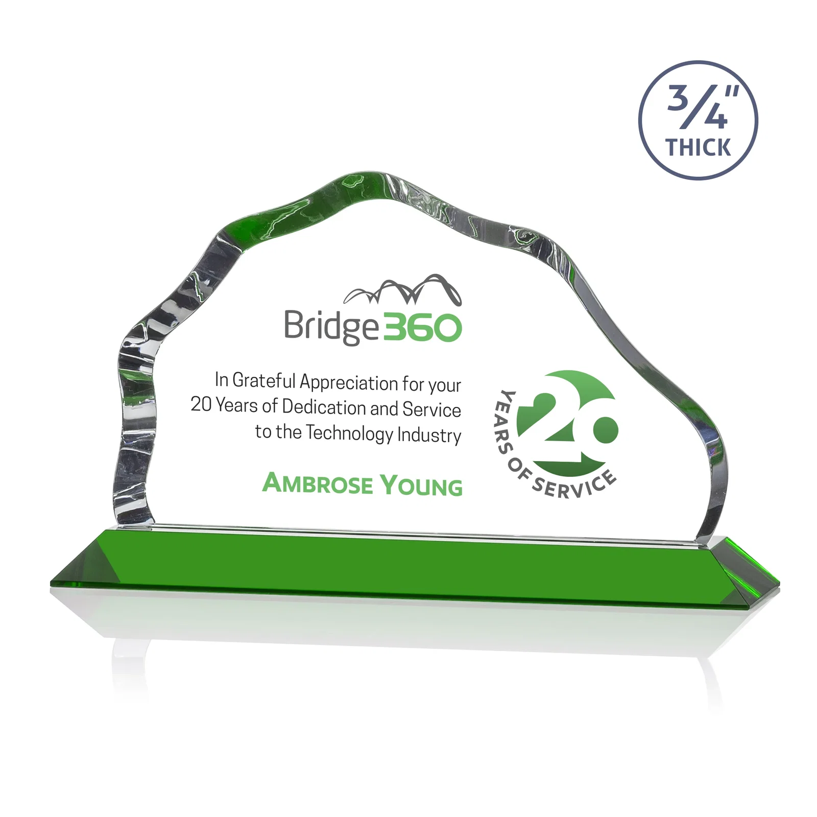 Branded Iceberg Silhouette Crystal Award on Mitered Base, awards for graduation ceremonies