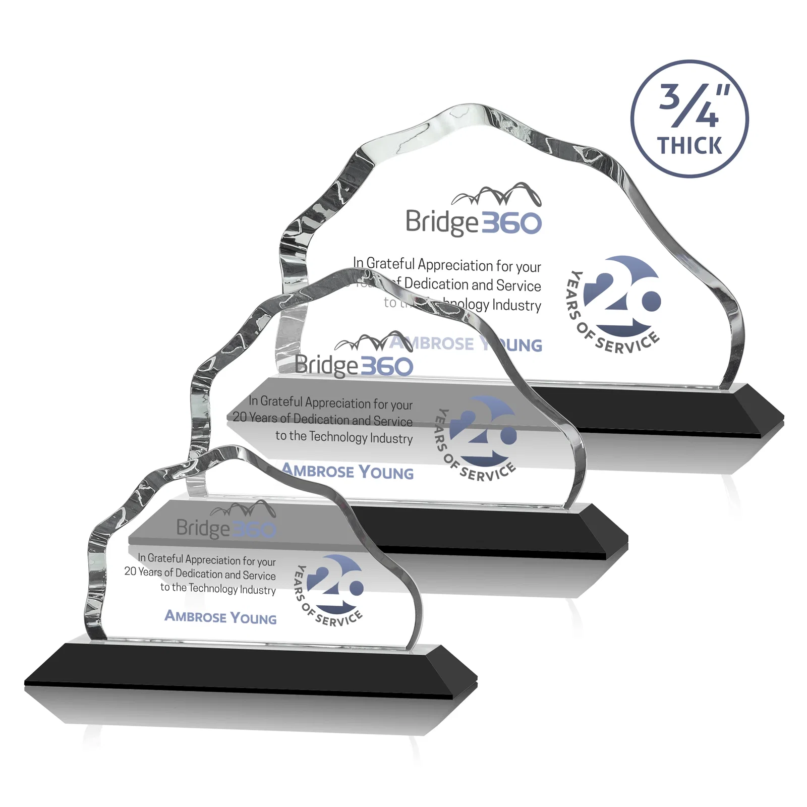 Branded Iceberg Silhouette Crystal Award on Mitered Base, awards for safety achievement programs