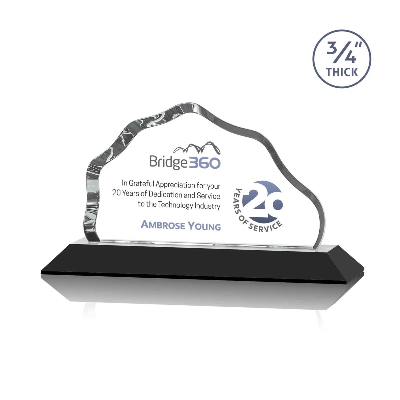 Branded Iceberg Silhouette Crystal Award on Mitered Base, awards for volunteer appreciation