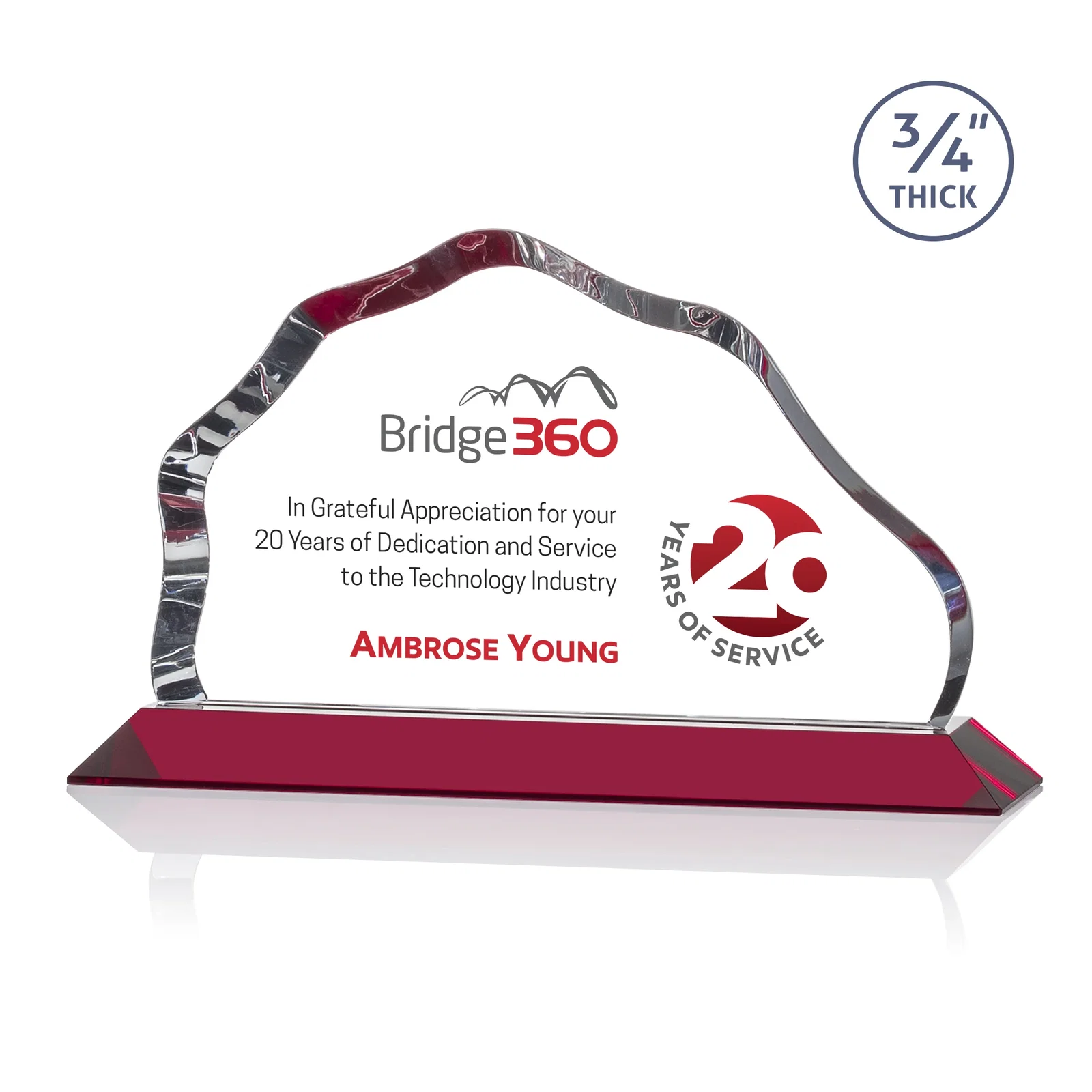 Custom printed Iceberg Silhouette Crystal Award on Mitered Base, awards for graduation ceremonies
