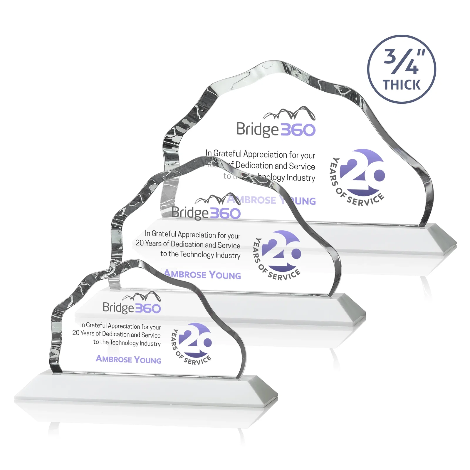 Customized Iceberg Silhouette Crystal Award on Mitered Base, awards for employee recognition