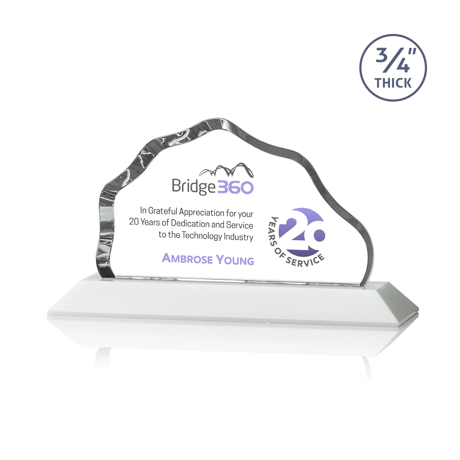 Customized Iceberg Silhouette Crystal Award on Mitered Base, awards for corporate award ceremonies