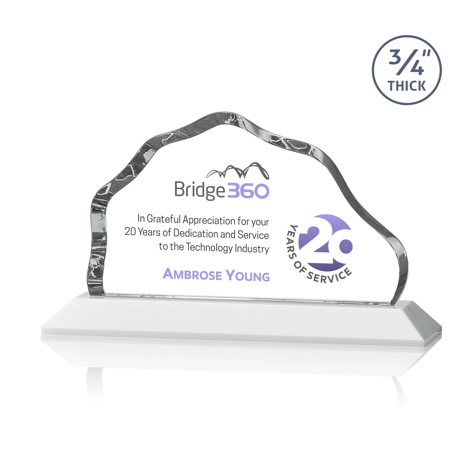 Customized Iceberg Silhouette Crystal Award on Mitered Base, awards for service anniversary gifts