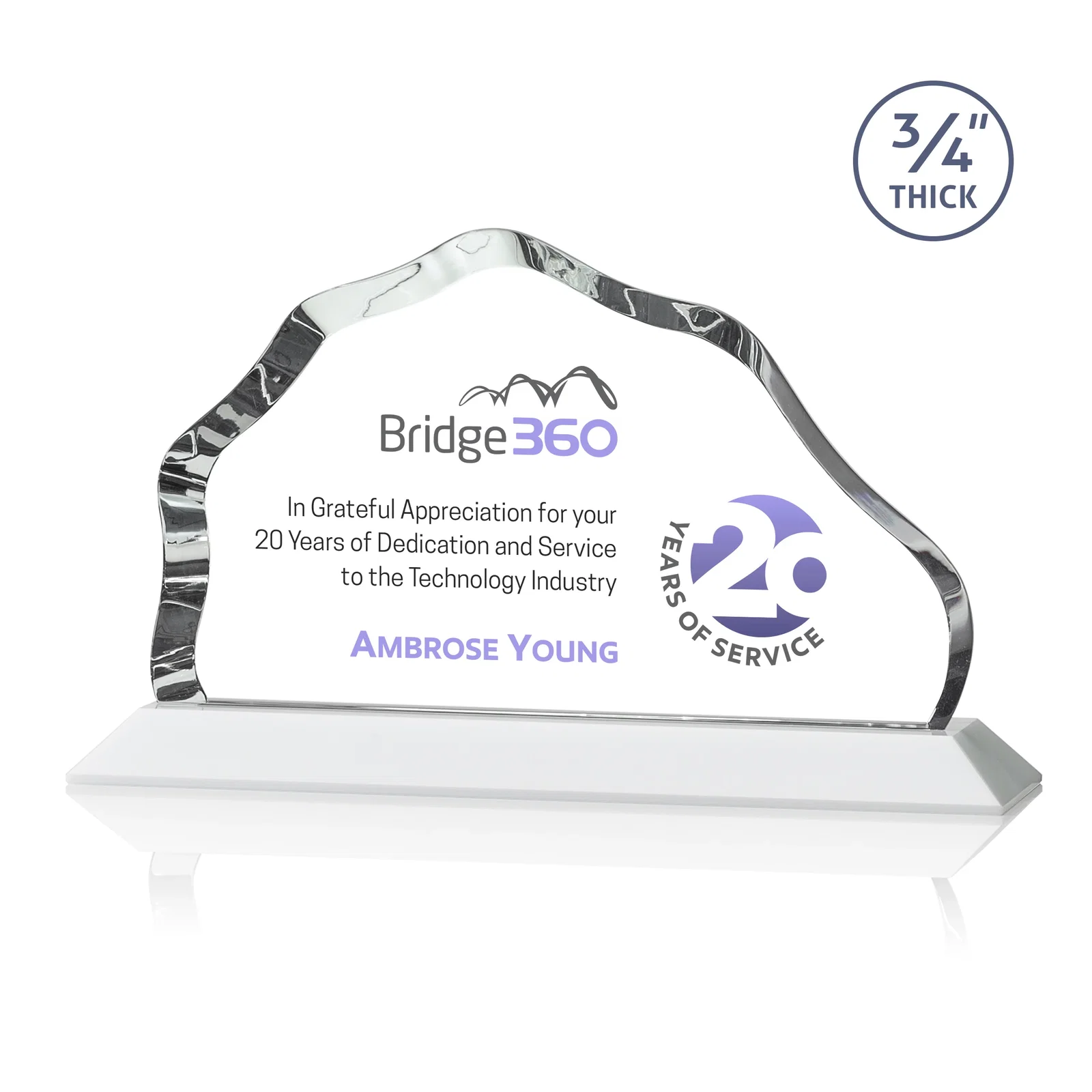 Customized Iceberg Silhouette Crystal Award on Mitered Base, awards for sales achievement awards