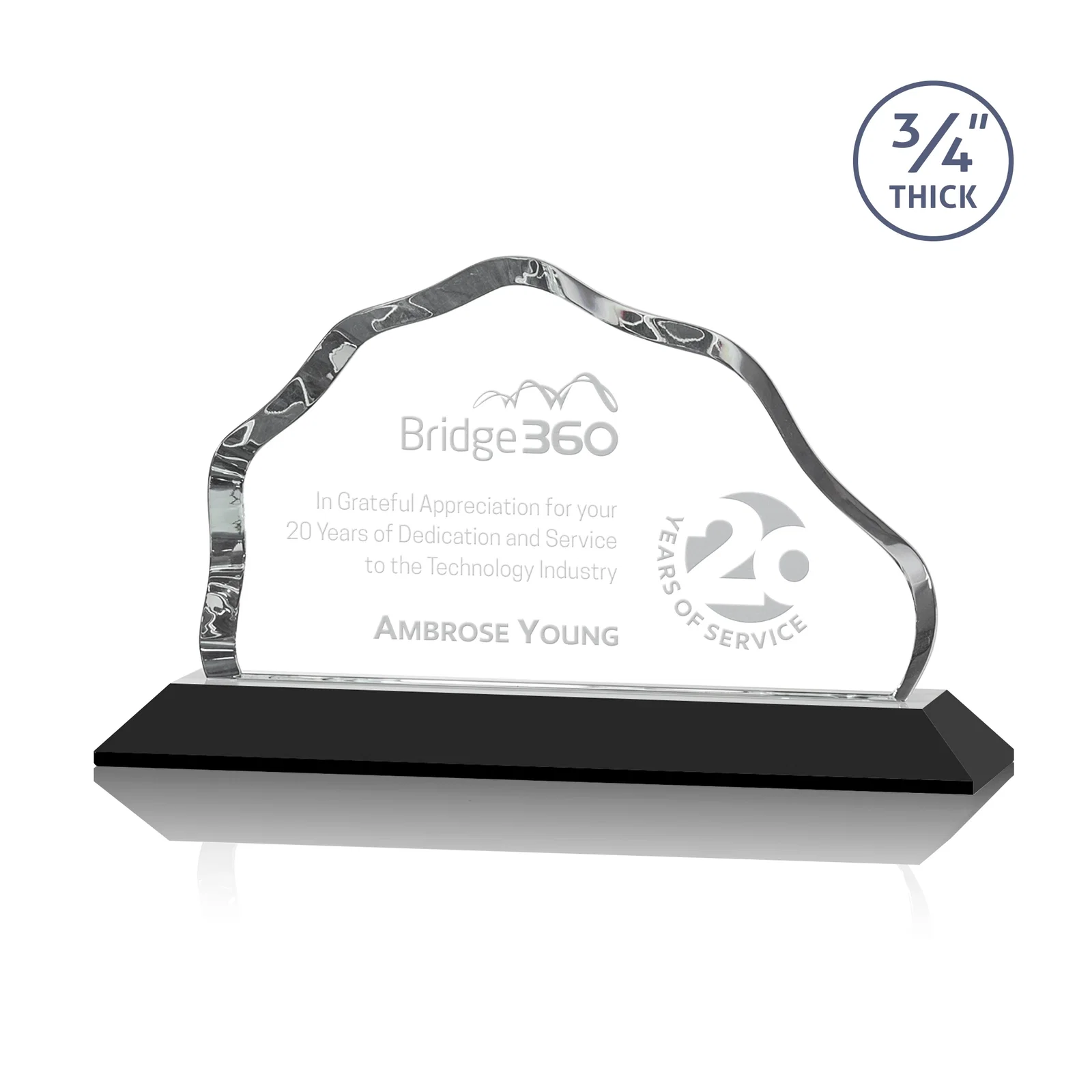 Custom Iceberg Silhouette Crystal Award on Mitered Base, awards for donor appreciation