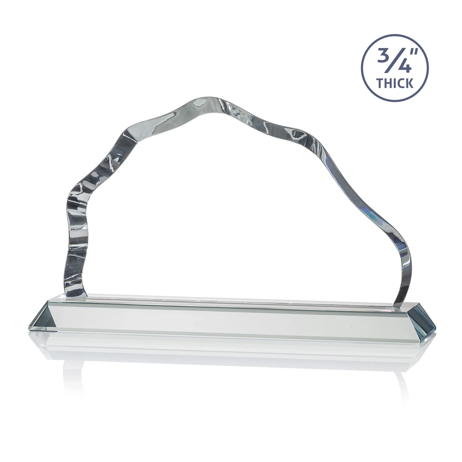 Custom engraved Iceberg Silhouette Crystal Award on Mitered Base, awards for employee recognition