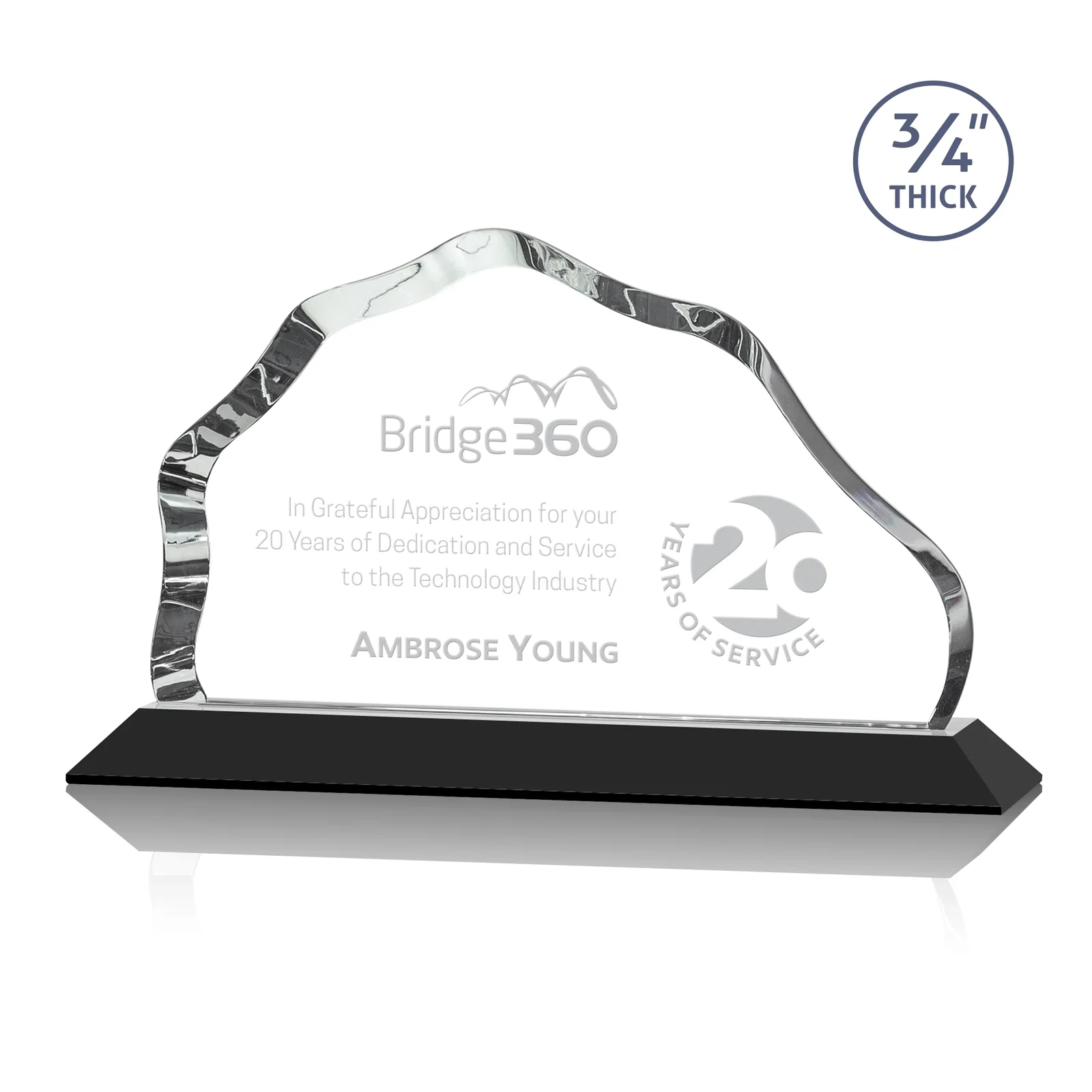 Custom Iceberg Silhouette Crystal Award on Mitered Base, awards for graduation ceremonies