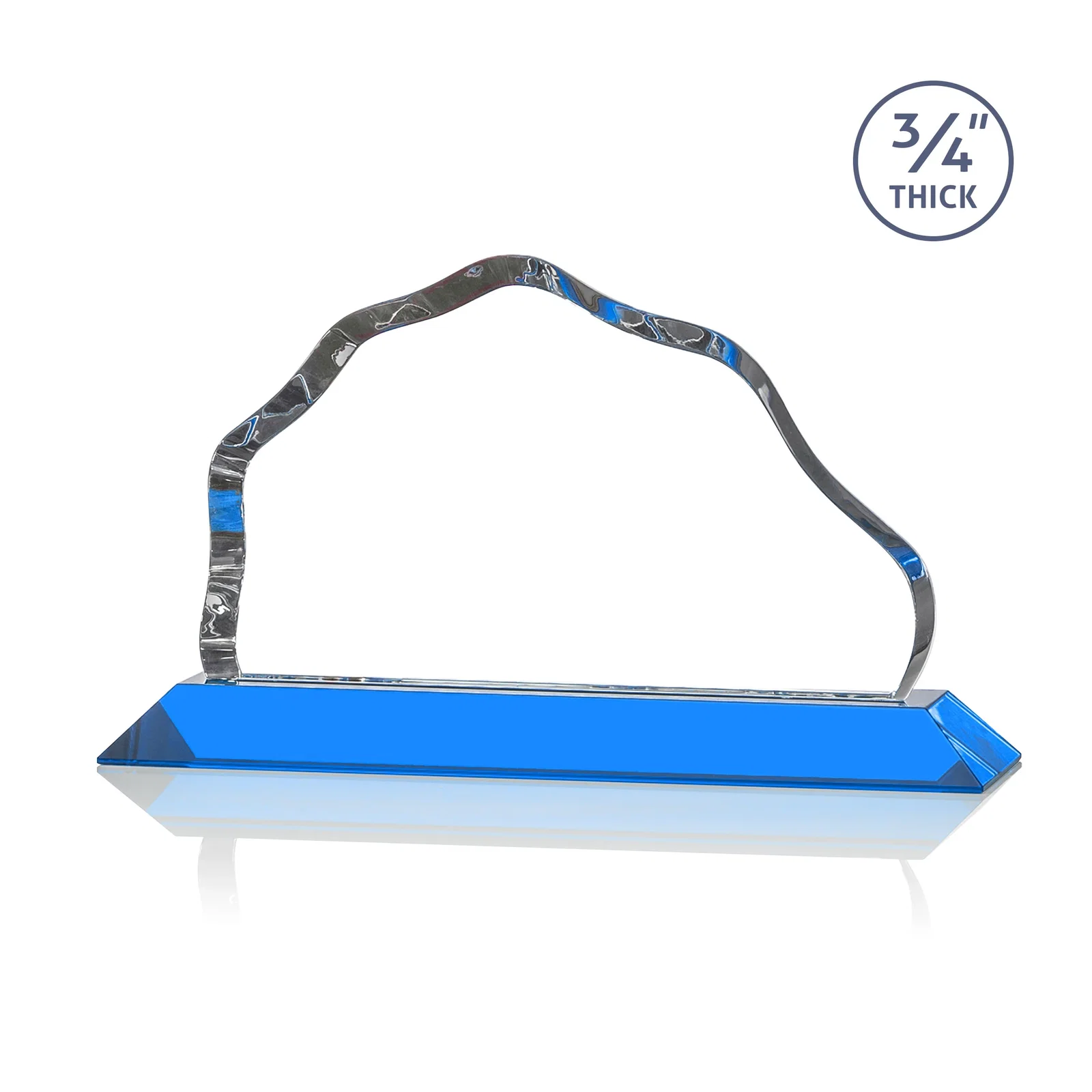 Custom engraved Iceberg Silhouette Crystal Award on Mitered Base, awards for company anniversary events