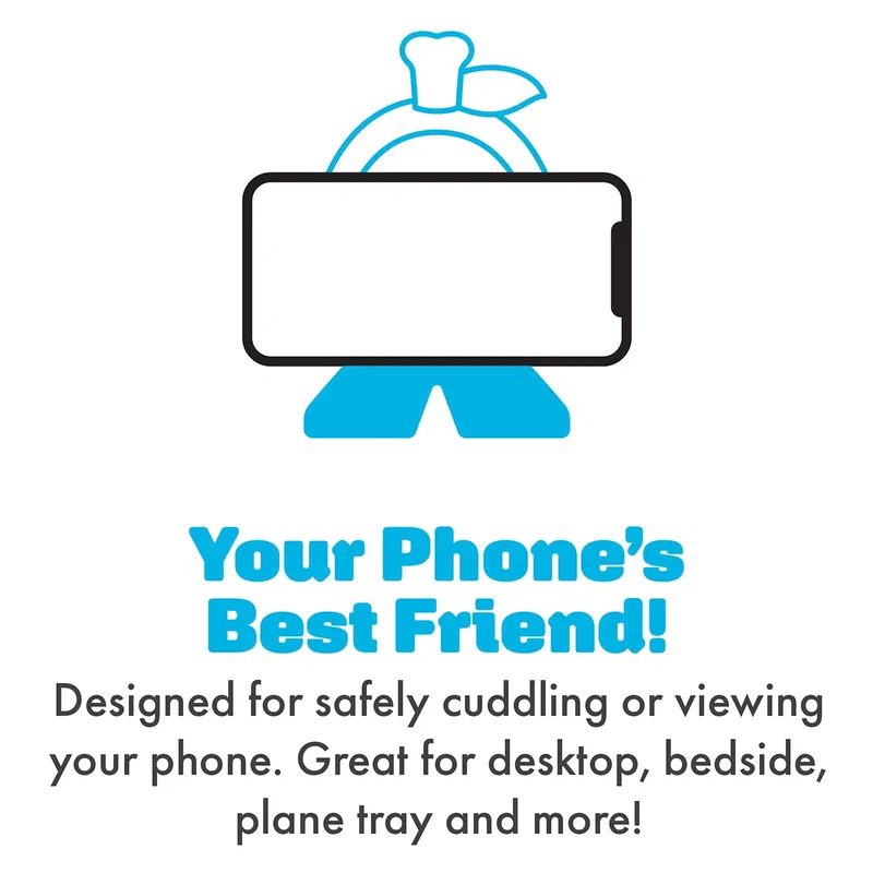 Phone Pals promotional plush phone stand character, close-up view