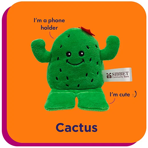 Phone Pals custom branded weighted plush phone holder propping a phone hands-free