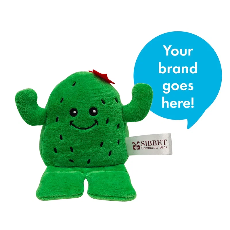 Phone Pals promotional logo phone holder plush figure, side profile