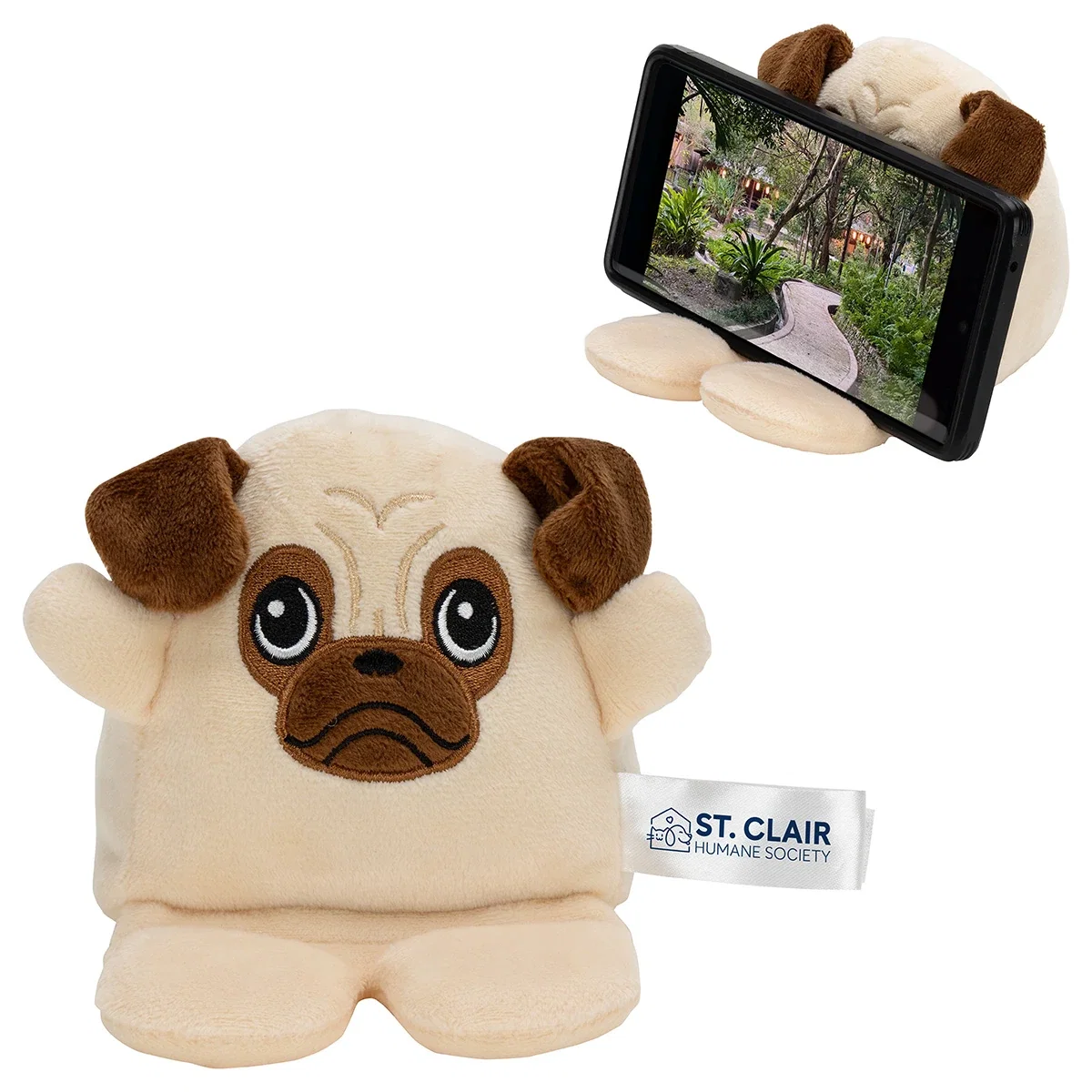Custom Phone Pals Weighted Plush Phone Holder, front view of the branded plush phone holder, style 3 of 3