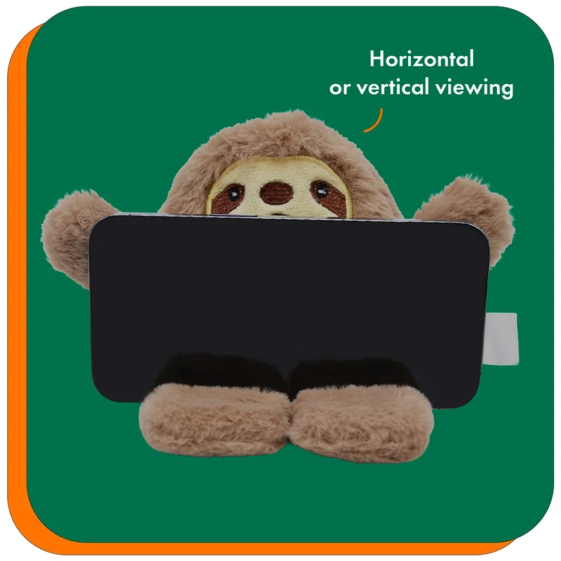 Close-up of the Phone Pals Weighted Plush Phone Holder's plush texture and face detail, style 1 of 3