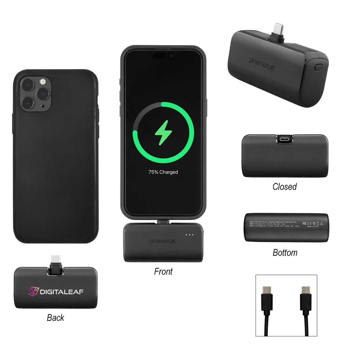 Battery pack shown next to a phone for size comparison