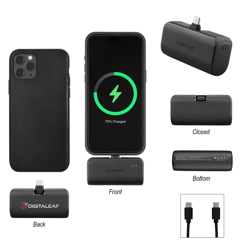 Battery pack shown next to a phone for size comparison