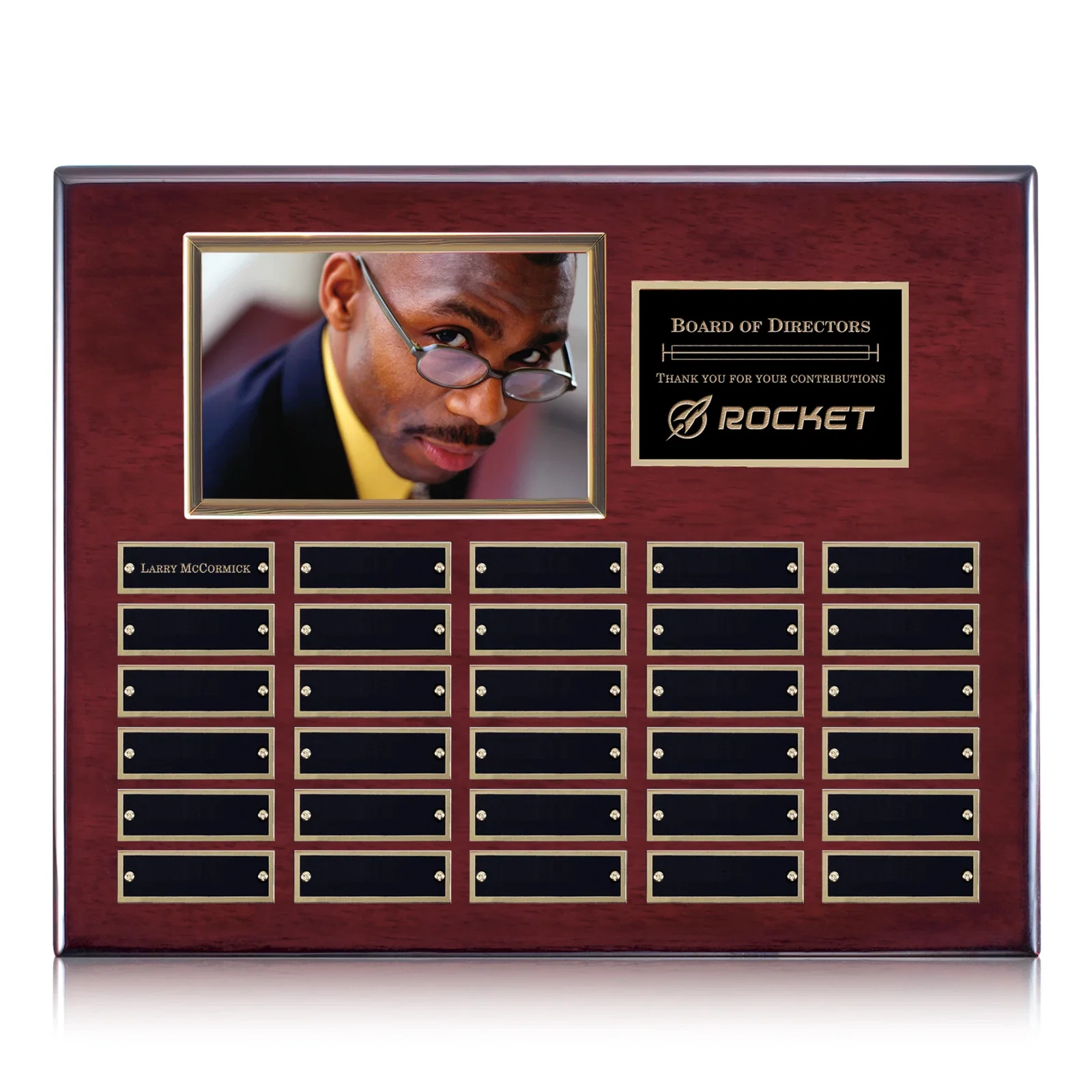 Custom Photo Perpetual Plaque on Piano Finish Wood, 12x15 In Max for sales achievement awards