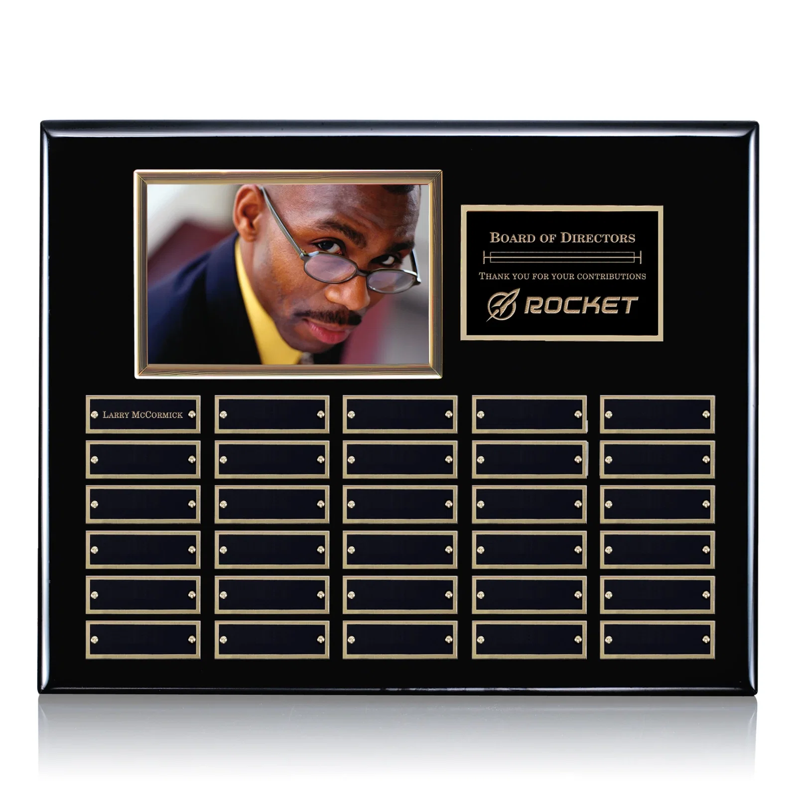 Custom Photo Perpetual Plaque on Piano Finish Wood, 12x15 In Max for graduation ceremonies