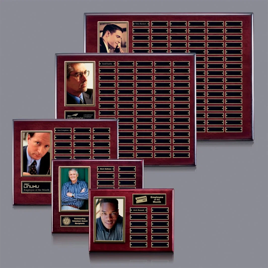 Custom Photo Perpetual Plaque on Piano Finish Wood, Up to 18x24 In for employee recognition