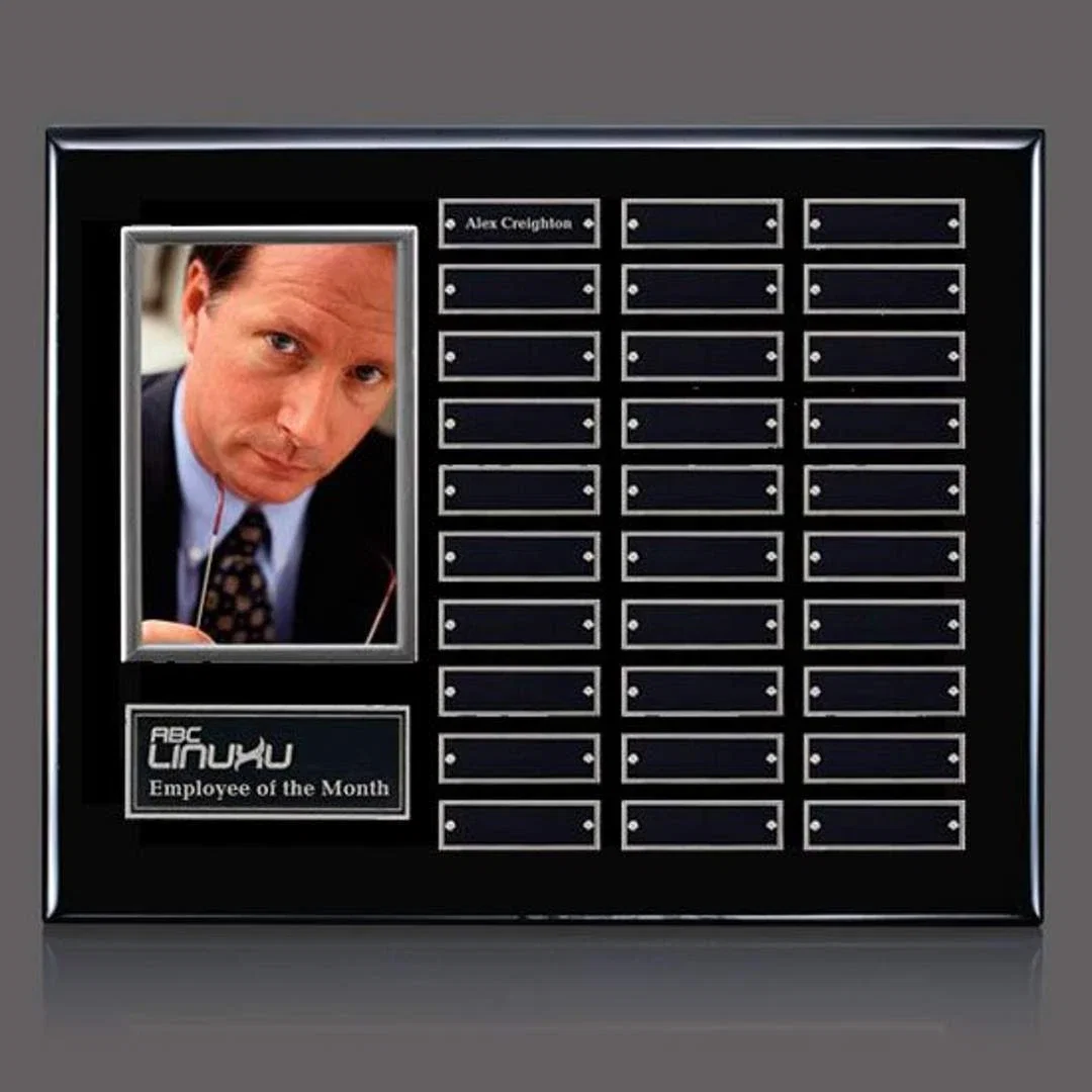 Custom Photo Perpetual Plaque on Piano Finish Wood, Up to 18x24 In for dealer and partner awards