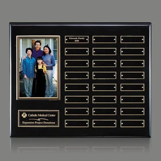 Personalized Photo Perpetual Plaque on Piano Finish Wood, Up to 18x24 In for corporate award ceremonies