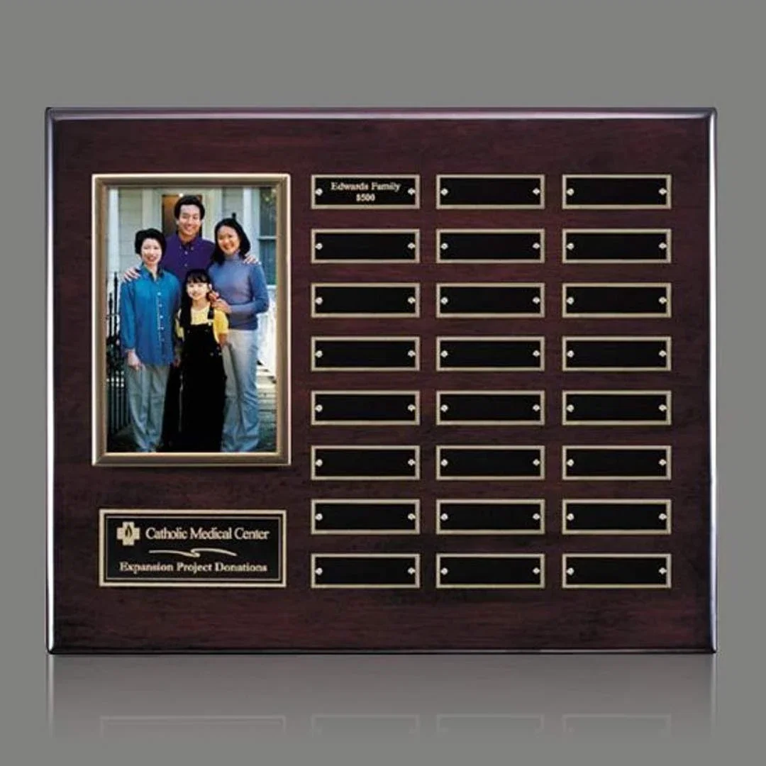 Custom Photo Perpetual Plaque on Piano Finish Wood, Up to 18x24 In for sales achievement awards