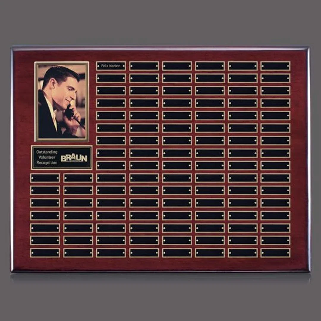Custom Photo Perpetual Plaque on Piano Finish Wood, Up to 18x24 In for donor appreciation