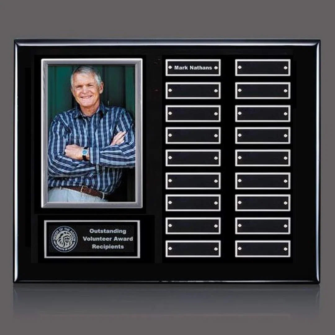 Custom Photo Perpetual Plaque on Piano Finish Wood, Up to 18x24 In for safety achievement programs