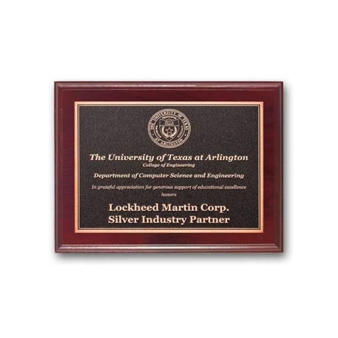 Custom Mahogany-Finished Walnut Photocast Relief Plaque for corporate award ceremonies