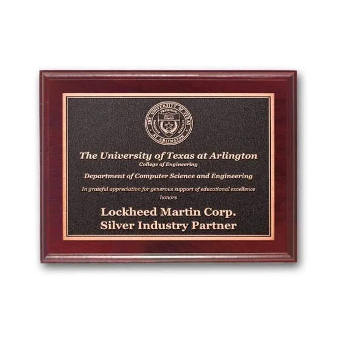 Custom Mahogany-Finished Walnut Photocast Relief Plaque for sales achievement awards