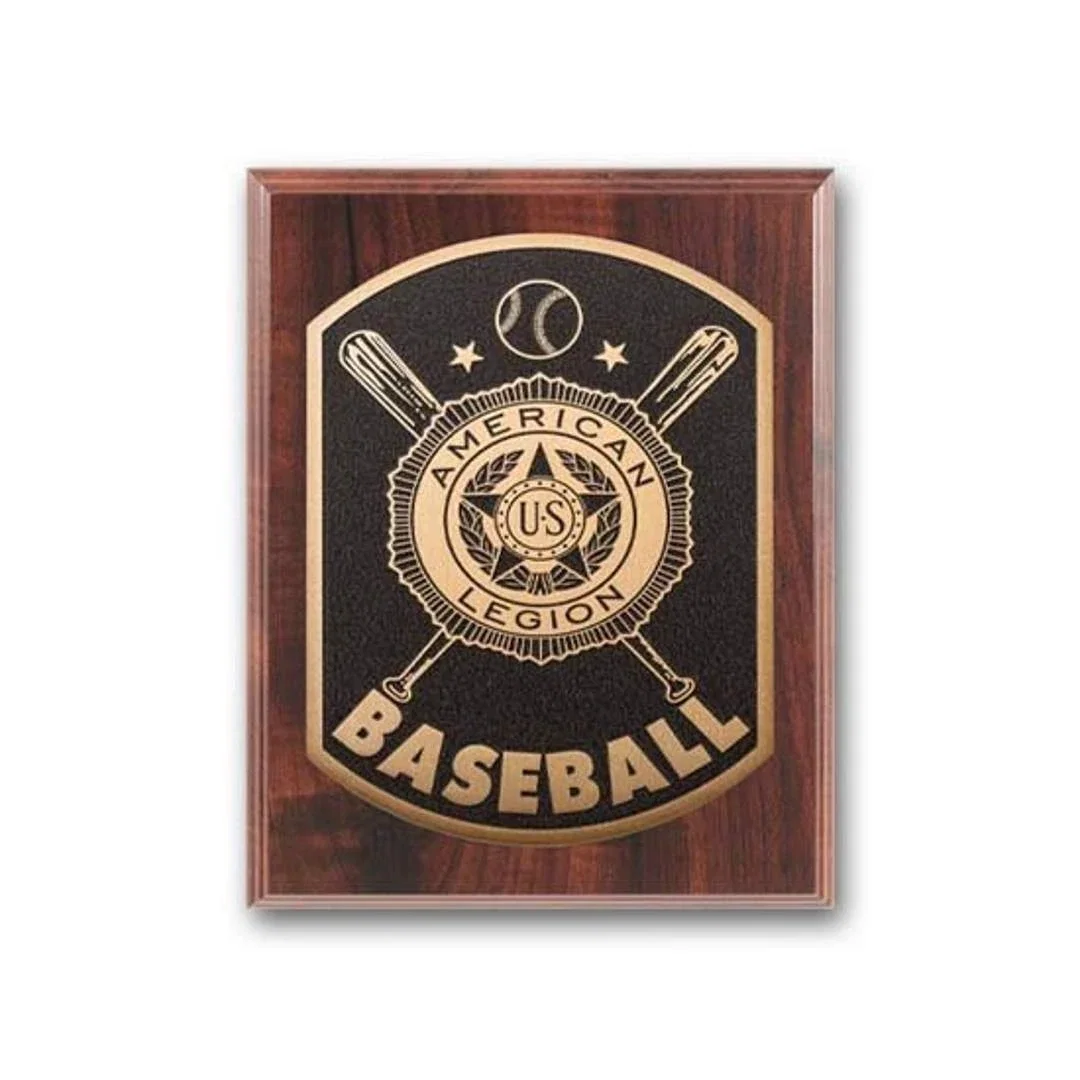 Custom Leaf-Shaped Walnut Photocast Plaque With Gold Or Silvertone Plate for corporate award ceremonies