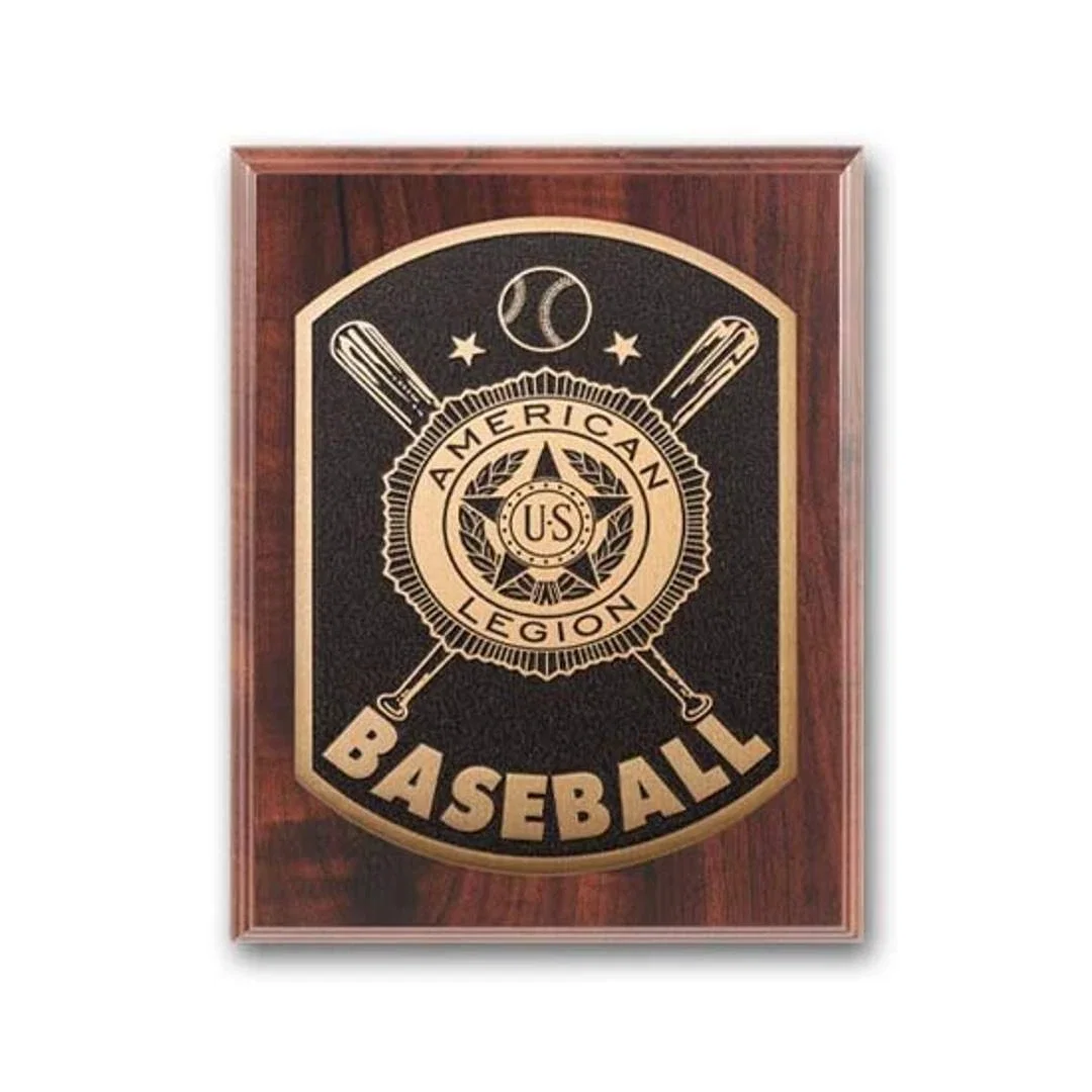 Custom Leaf-Shaped Walnut Photocast Plaque With Gold Or Silvertone Plate for service anniversary gifts