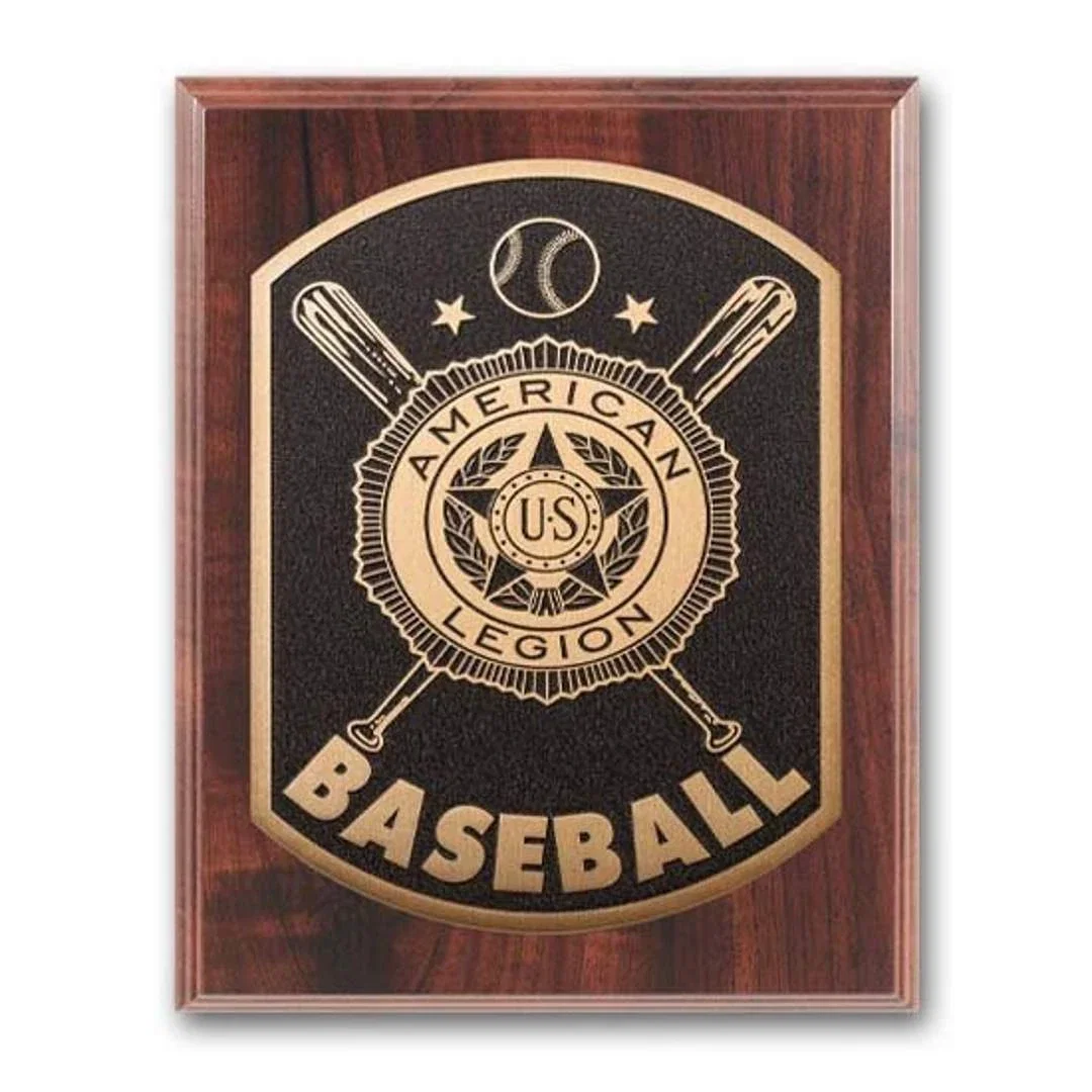 Custom Leaf-Shaped Walnut Photocast Plaque With Gold Or Silvertone Plate for retirement presentations