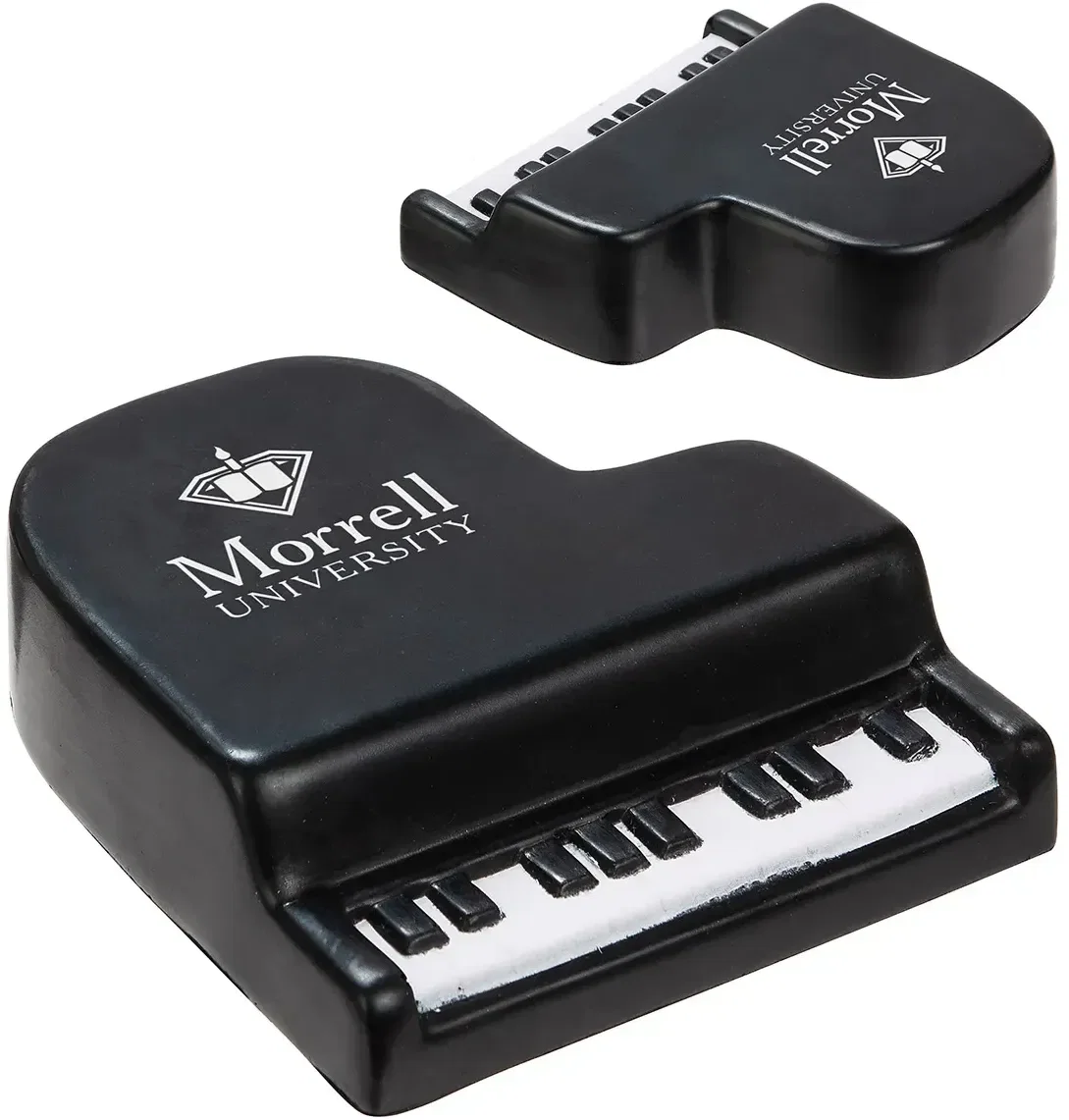 Custom Piano Stress Reliever, promotional foam squeeze toy shaped like a grand piano for branded logo gifts
