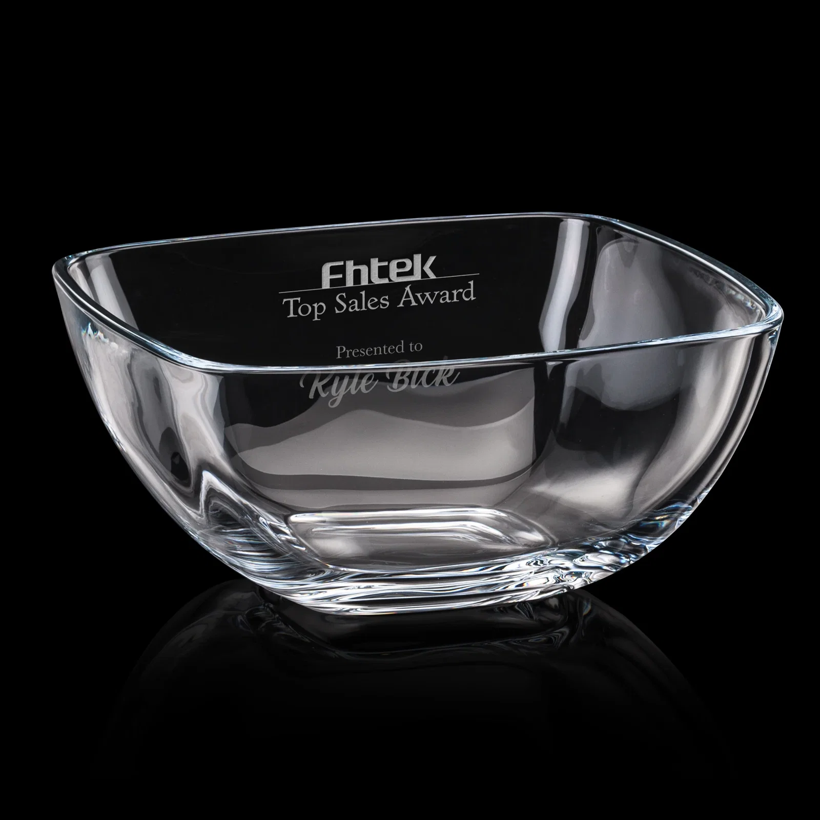 Custom Lead Free Crystalline Bowl Award, Rounded Modern Profile for service anniversary gifts