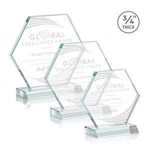 Starfire Crystal Hexagon Award, 3/4 Inch Thick on Crystal Base