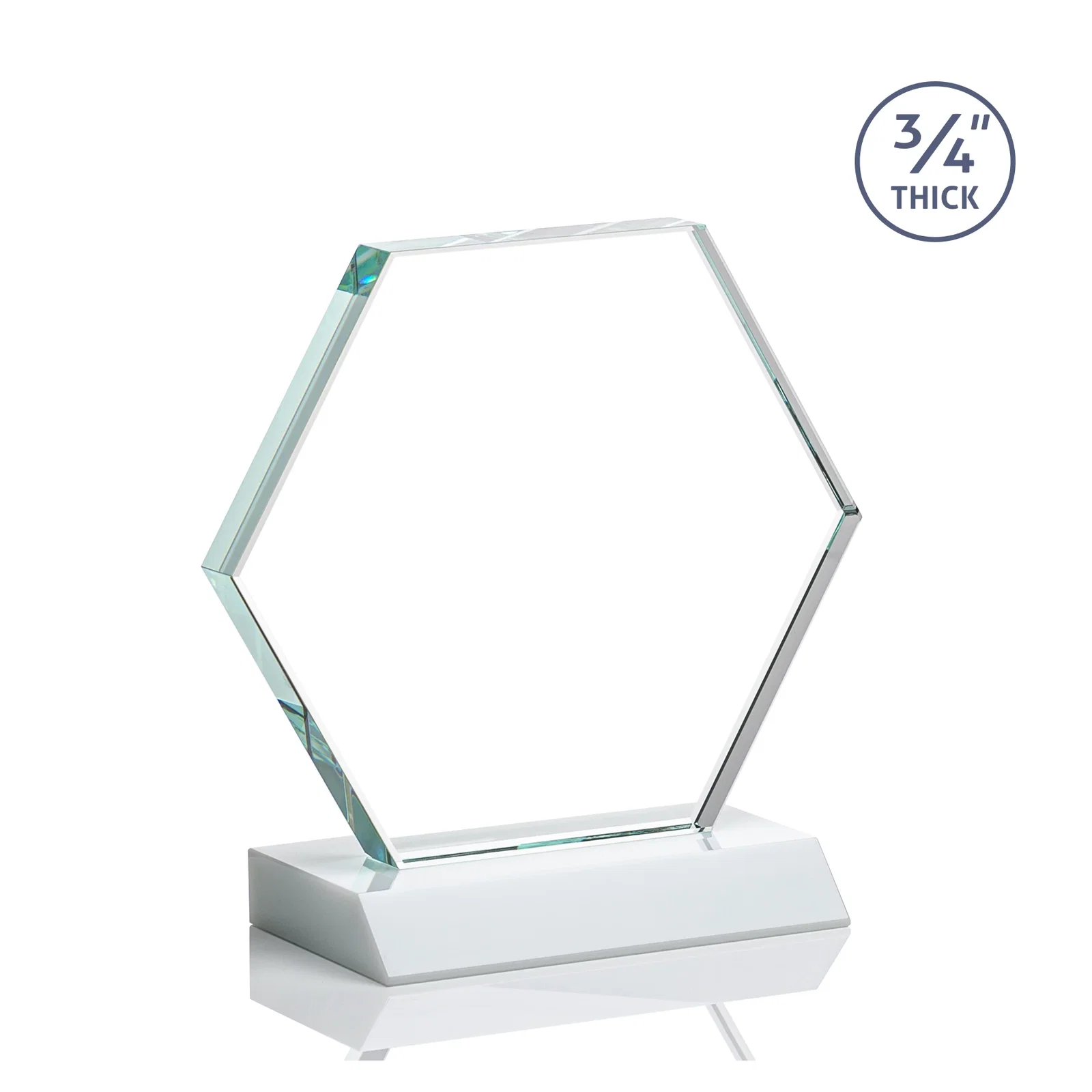 Personalized Starfire Crystal Hexagon Award, 3/4 Inch Thick on Crystal Base, awards, with your logo for dealer and partner awards