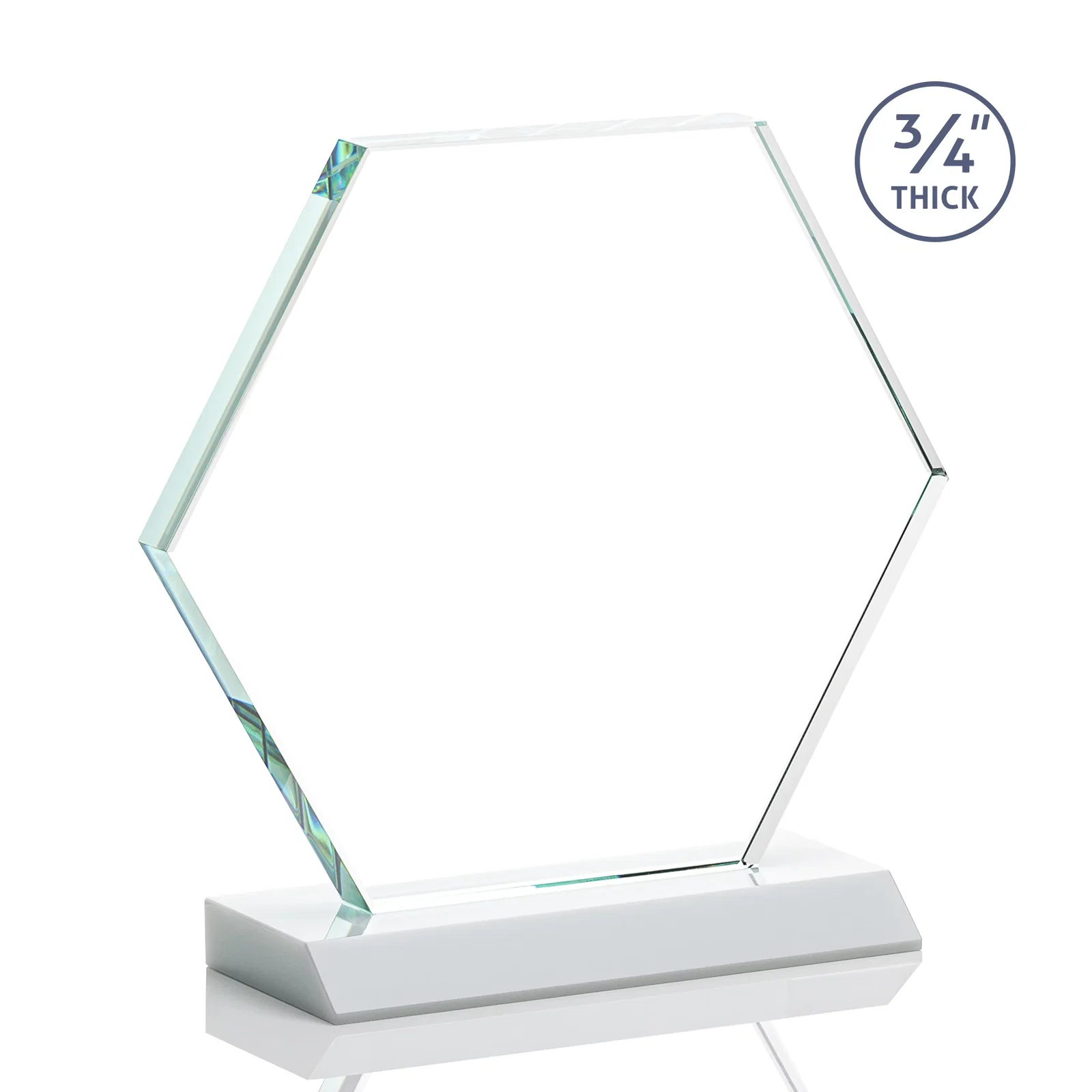 Promotional Starfire Crystal Hexagon Award, 3/4 Inch Thick on Crystal Base, awards, with your logo for employee recognition