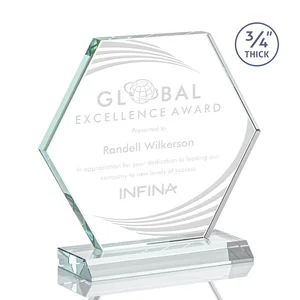 Starfire Crystal Hexagon Award, 3/4 Inch Thick on Crystal Base
