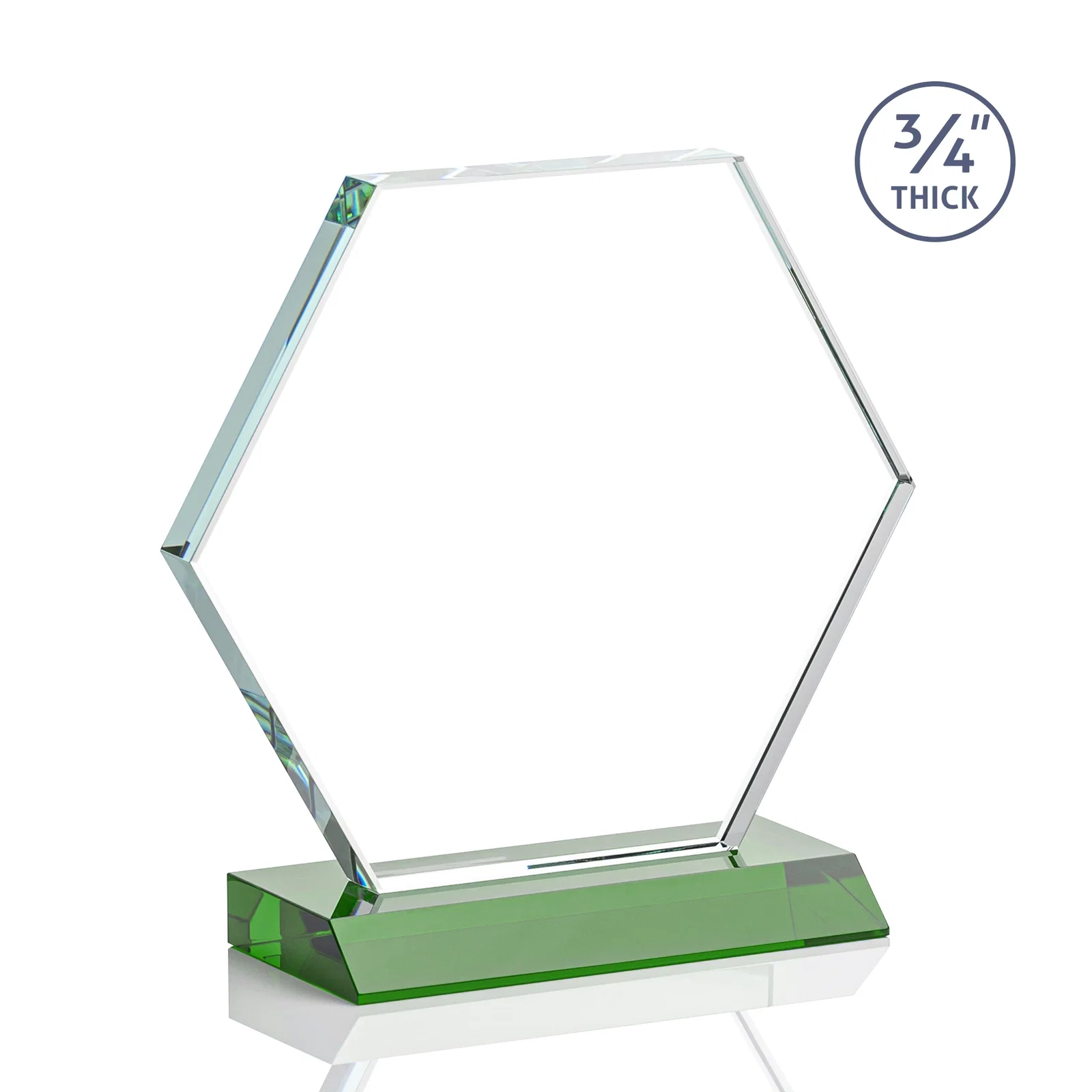 Custom Starfire Crystal Hexagon Award, 3/4 Inch Thick on Crystal Base, awards, with your logo for safety achievement programs