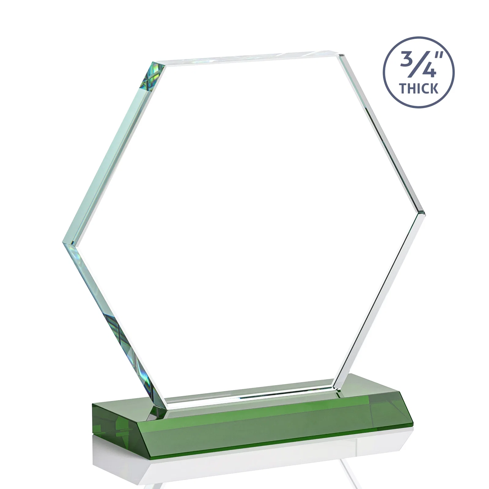 Custom Starfire Crystal Hexagon Award, 3/4 Inch Thick on Crystal Base, awards, with your logo for volunteer appreciation