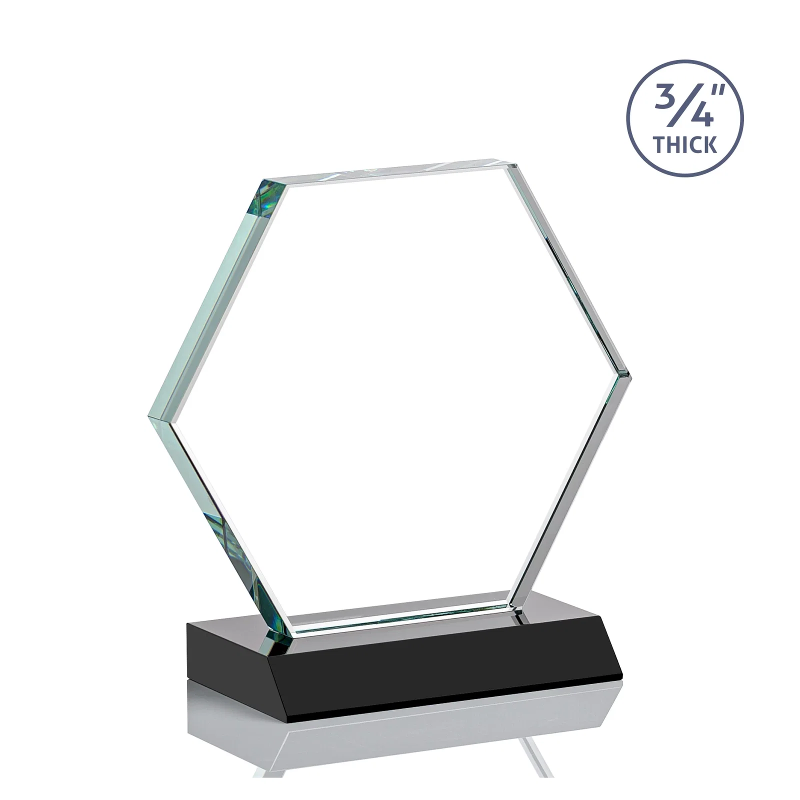 Custom Starfire Crystal Hexagon Award, 3/4 Inch Thick on Crystal Base, awards, with your logo for dealer and partner awards