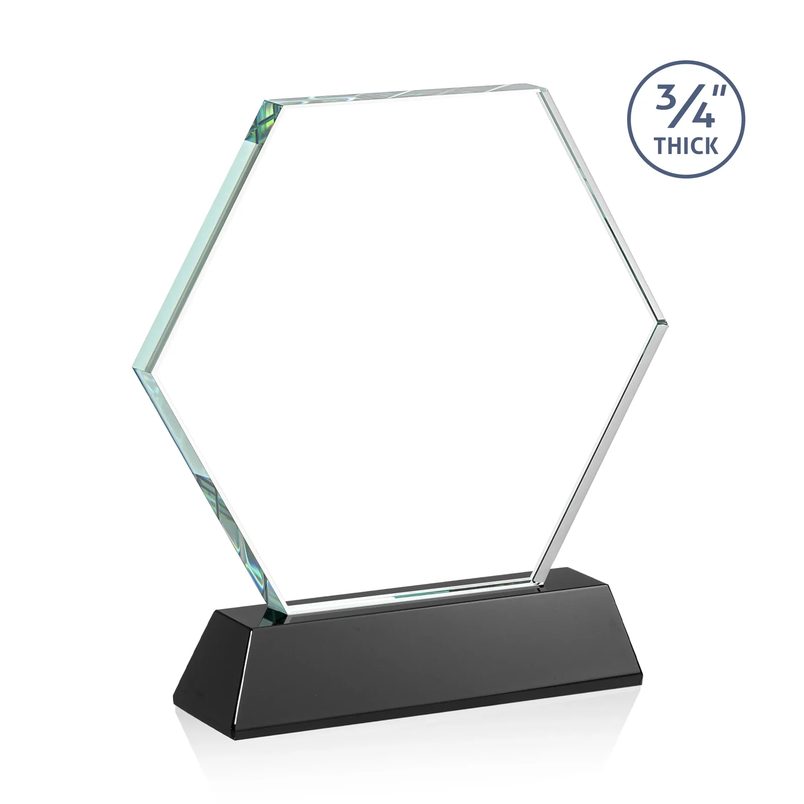 Personalized Starfire Crystal Hexagon Award on Tall Tapered Base, awards, with your logo for corporate award ceremonies
