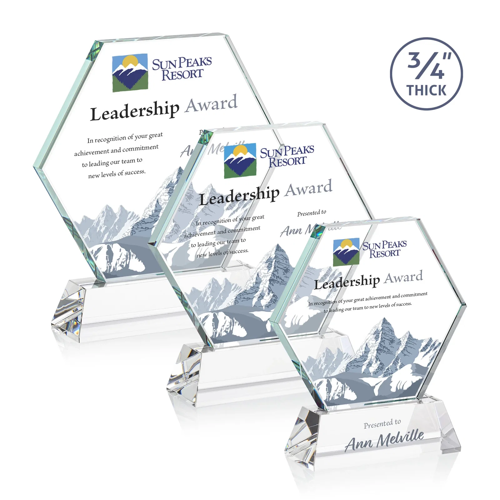 Promotional Starfire Crystal Hexagon Award on Tall Tapered Base, awards for safety achievement programs