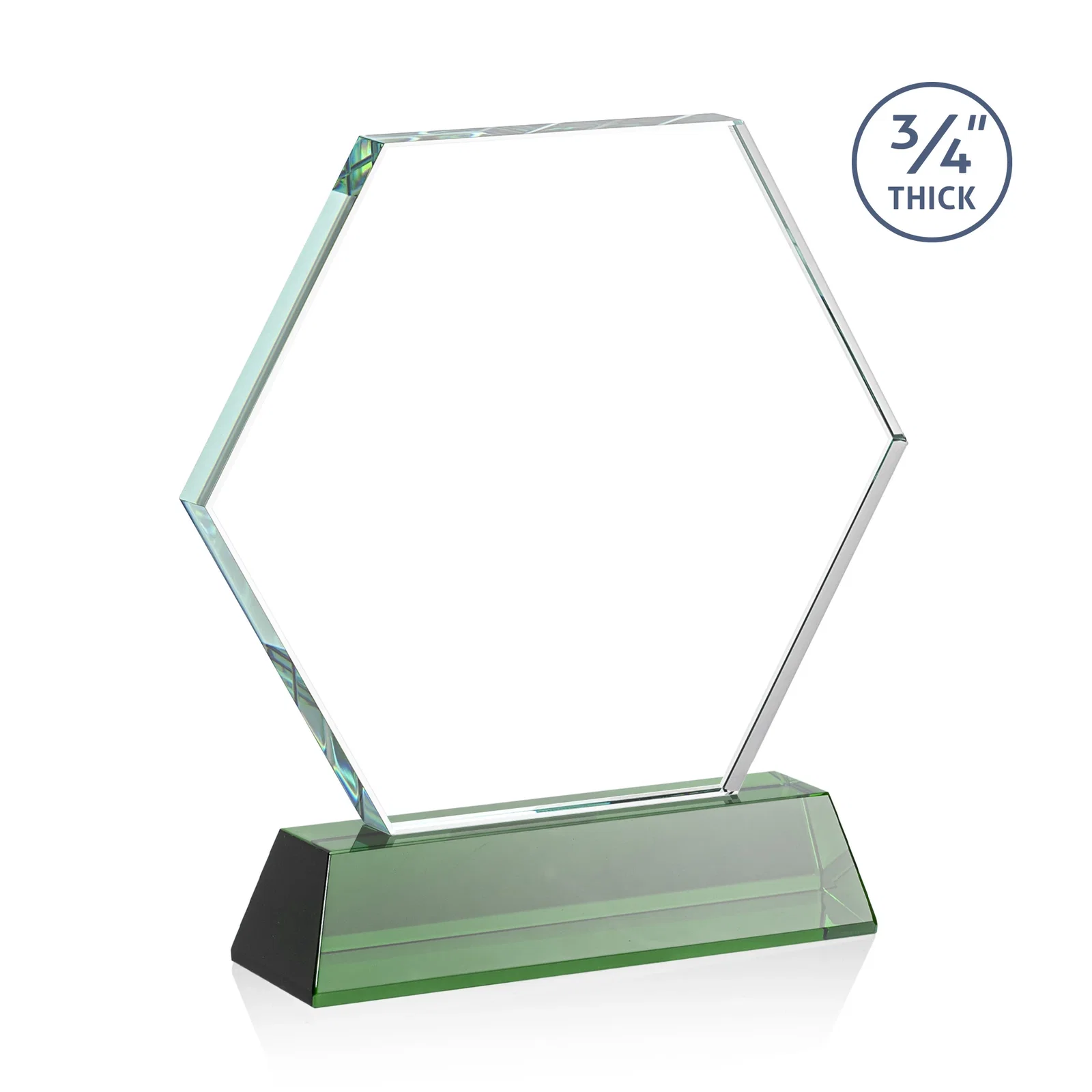 Custom engraved Starfire Crystal Hexagon Award on Tall Tapered Base, awards for safety achievement programs