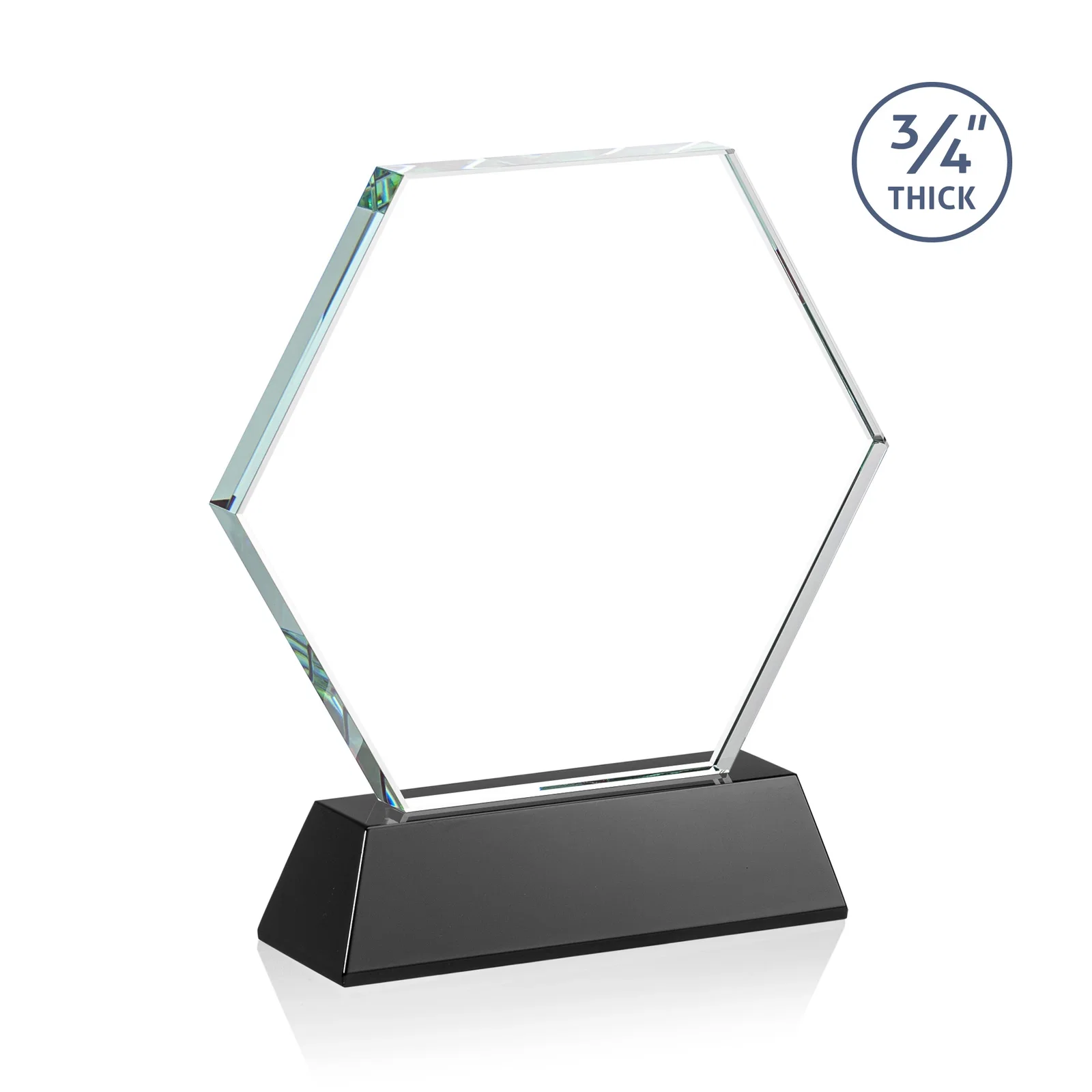 Custom engraved Starfire Crystal Hexagon Award on Tall Tapered Base, awards for dealer and partner awards