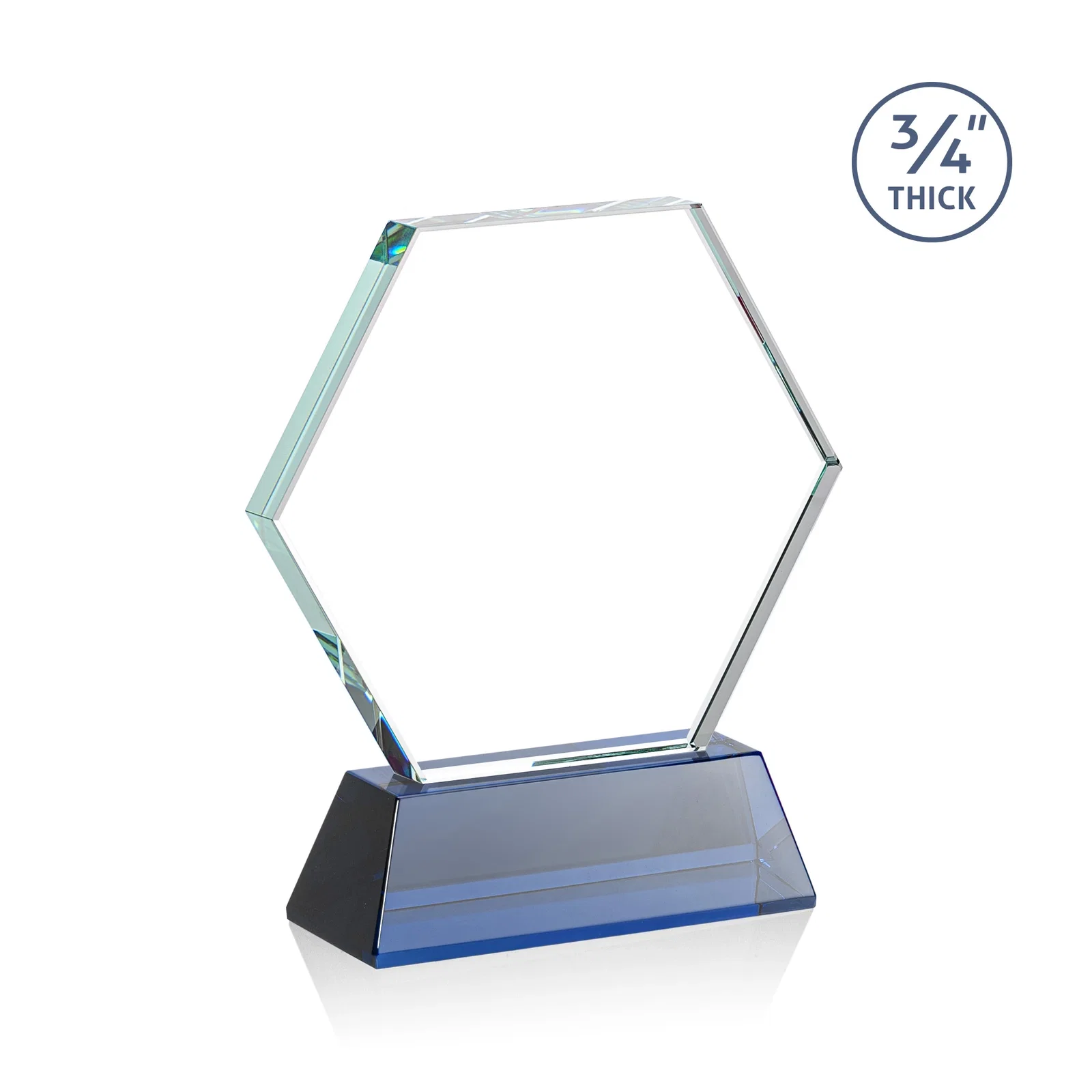Custom Starfire Crystal Hexagon Award on Tall Tapered Base, awards, with your logo for employee recognition