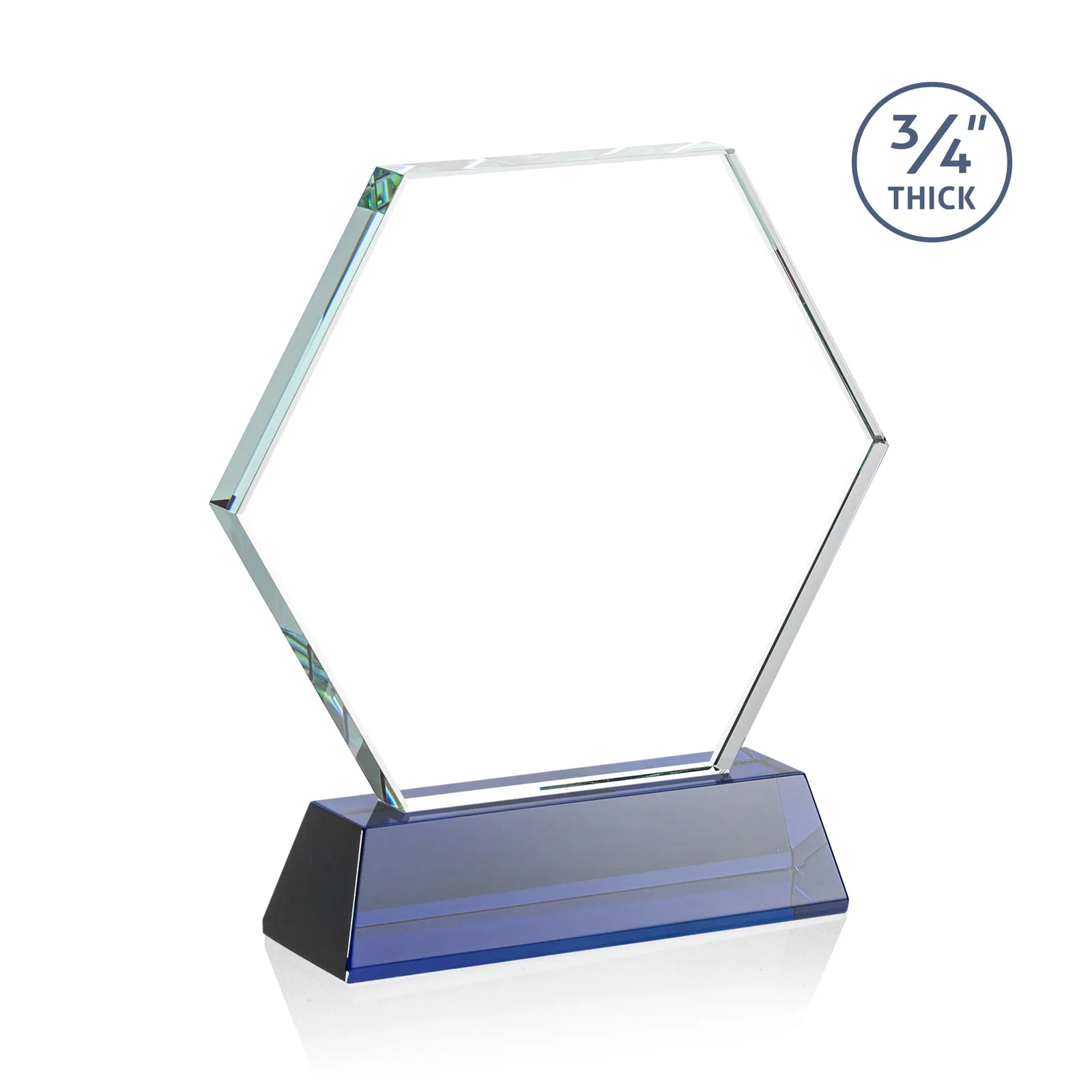 Custom Starfire Crystal Hexagon Award on Tall Tapered Base, awards, with your logo for corporate award ceremonies