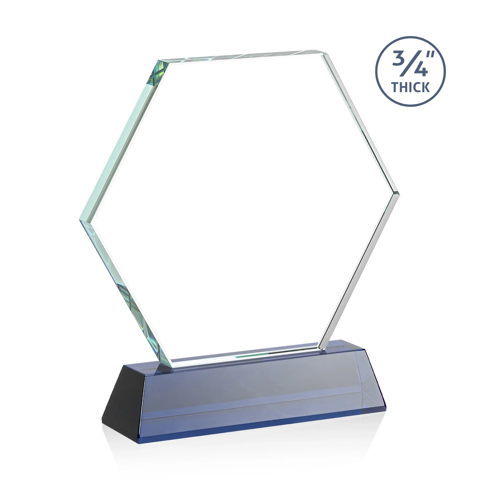 Custom Starfire Crystal Hexagon Award on Tall Tapered Base, awards, with your logo for service anniversary gifts